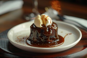 Canvas Print - Toffee with dates caramel sauce and ice cream