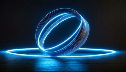 Wall Mural - Neon symbol loop sign light background 3d line abstract infinite glow digital blue shape concept icon 8. Capturing 
