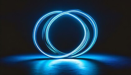 Wall Mural - Studio photo of Neon symbol loop sign light background 3d line abstract infinite glow digital blue shape concept icon 8. Capturing 