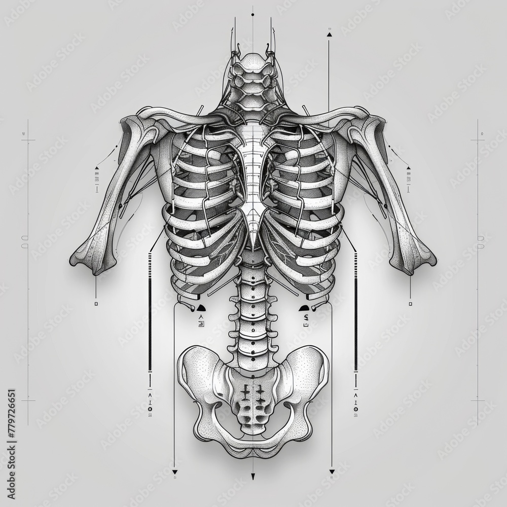 Anatomical diagram of geometric bone, muscle or organ structures tattoo ...