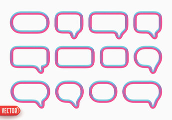 Wall Mural - speech bubbles. minimal set of chat dialog bubble line icons. realistic 3d design isolated on white 