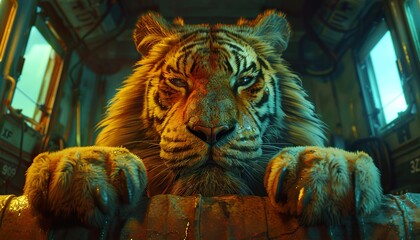 Poster - tiger in the window