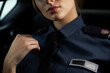 Fictional person Police man woman made with Ai generative technology serious face expression