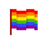 Fototapeta Młodzieżowe - Vector rainbow pixel LGBTQ flag community symbol 8-bit game style. Gay Pride flag and LGBT rainvow badge and sticker design