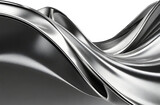 Fototapeta Konie - Abstract fluid metal bent form. Metallic shiny curved wave in motion. Cut out design element steel texture effect.