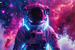 Generative ai on theme of astronaut flying in zero gravity against starry sky in deep dark space