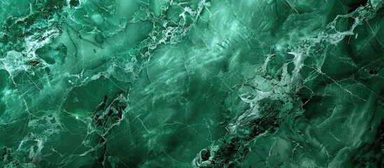 Sticker - A detailed view of a lush green marble texture, resembling a mix of water, terrestrial plants, grass, jungle patterns, rocks, soil, and natural landscapes with hints of darkness and natural materials