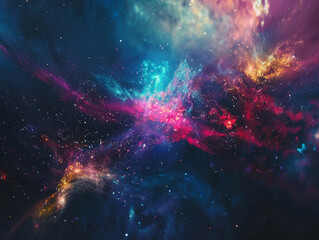 Wall Mural - A colorful galaxy with many stars and a bright blue star