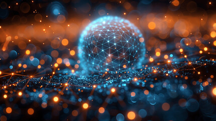 hologram of earth, eart network, hologram of future world communication. planet as a blue hologram