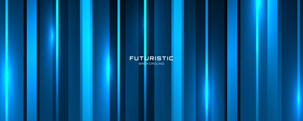 3D blue techno abstract background overlap layer on dark space with glowing lines effect decoration. Modern graphic design element cutout style concept for web banner, flyer, card, or brochure cover