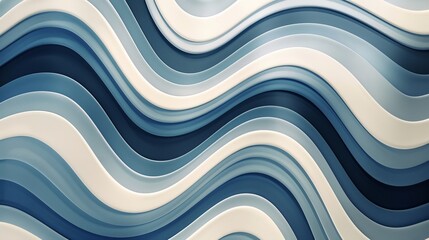 Wall Mural - Chic retro pattern wallpaper The combination of blue and white and flowing lines creates a dynamic and eye-catching pattern. which stimulates feelings of nostalgia for the lively beauty of that era.