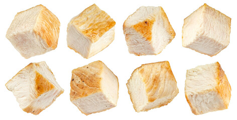 Wall Mural - chicken cubes isolated on white background