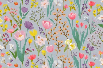 Beautiful spring flowers pattern, flowers pattern 