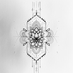 Sticker - Hexagonal or mandala-style frame filled with cosmic line art tattoo design