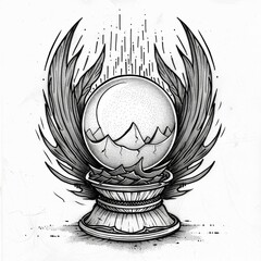 Sticker - Minimalist line drawing of a crystal ball, tarot card or occult symbol tattoo design