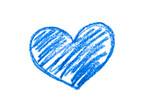 Fototapeta  - A photo of a blue heart drawn in pencil isolated on white background.