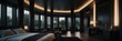 black theme luxury hotel bedroom modern interior with columns wide angle panoramic from Generative AI