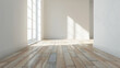 empty room with light wood floor and white wall