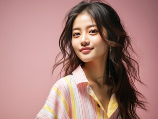 Woman With Long Hair and Striped Shirt