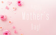 Happy Mother's day and Women's Day decoration concept made from flower and the text on pastel background.