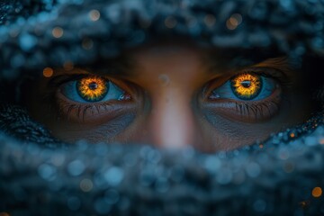 This image showcases an abstract and enigmatic dark blue background with a soft bokeh effect