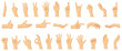 Cartoon hands gestures. Human hand, thumb up, ok and peace sign