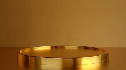 Wall Mural - Golden circular pedestal on a luxurious gold gradient background