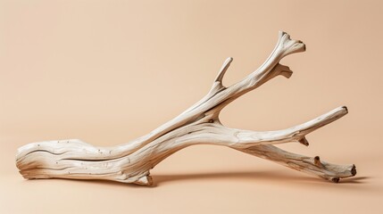 Canvas Print - Intricate piece of driftwood against a beige background