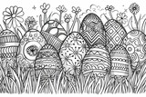 Fototapeta Boho - Colorful collection of printable Easter coloring pages for free download to celebrate the holiday