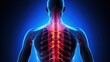 X-ray photograph Spinal pain in the shoulder region, medical illustration style