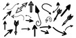 Hand drawn curved arrows design elements of scribble lines outline doodle vector illustration