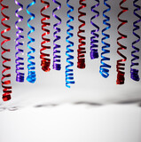 Fototapeta  - decorative blue, red and purple streamer ribbons
