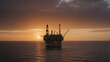 Oil platform during a beautiful sunset