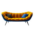 Modern Yellow Sofa With Cushions on Clear Background