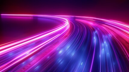 Wall Mural - 3D render abstract background with neon light lines speed, in the style of neon purple and neon green