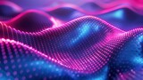 Fototapeta Przestrzenne - 3D render, abstract background with neon light lines warp, in the style of blue and pink
