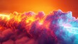 3D render of a colorful cloud with glowing neon in the shape of a cylinder