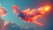 3D render of a colorful cloud with glowing neon, shaped like a bird