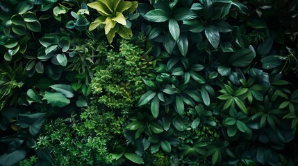 Poster - Lush green foliage creating a vibrant textured natural background.