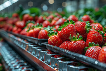 Wall Mural - exploring the aroma and flavors of fresh strawberries at the vibrant street market