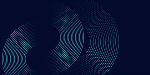 Poster - Blue abstract background with spiral circle lines, technology futuristic template. Vector illustration.