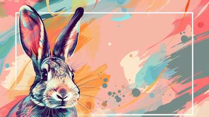 colorful abstract background with cute bunny