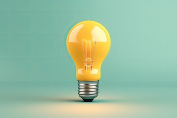 3D light bulb icon isolated on bright studio background