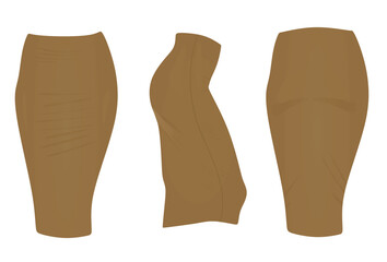 Brown  tight skirt. vector illustration