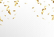 Confetti explosion on a transparent background. Shiny shiny golden paper. Vector eps 10