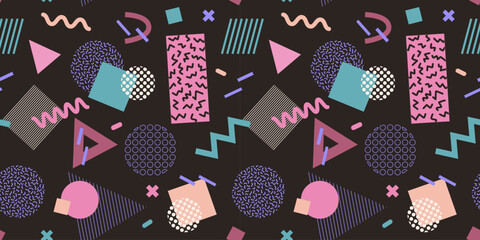 Wall Mural - abstract seamless pattern 80s 90s with geometric shapes in the memphis style. vector retro hipster p