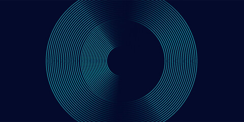 Wall Mural - Blue abstract background with spiral circle lines, technology futuristic template. Vector illustration.