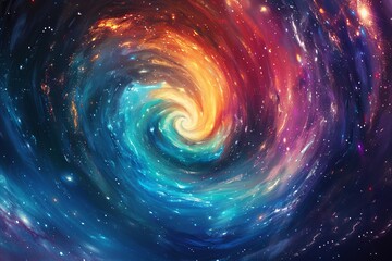 Wall Mural - A stunning digital image capturing the swirling essence of galaxies with spirals of luminous colors engaging in a cosmic dance