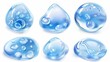 Isolated water droplets, dew or raindrops. Realistic modern set showing pure aqua liquid flow and condensation on a cool surface.