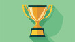 Trophy cup icon with long shadow on green background.